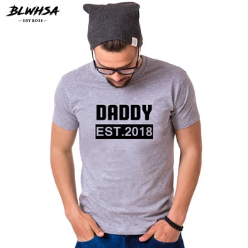BLWHSA Otecko Est 2018 Print T Shirt Muži Móda Bežné Bavlnené O-Krku Vlastné Otcov, Deň T-shirt Otec Od Topy Tees Darček Pre Otca