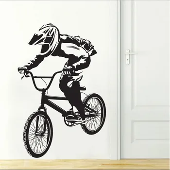 BMX Bicykli, Biker, Chlapci Extrémne Športy Stenu Odtlačkový Vinyl detská Izba Dekor Samolepky na Stenu Pre Chlapca, Spálňa, Veľa Farieb Na Výber
