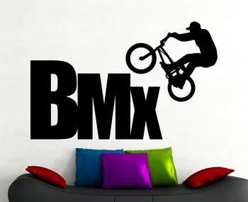 BMX Stenu, Nálepky, Extrémne Športy Obtlačky Freestyle Skákanie Obývacia Izba Dekor Chlapci Izba Wall Art Nástenné Nepremokavé Nálepky A161