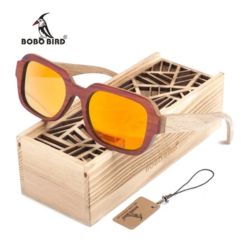 BOBOBIRD Prírodné Drevené Okuliare pánske Luxusné Značky Dizajnér Námestie Polarizované Slnečné Okuliare Retro slnečné okuliare