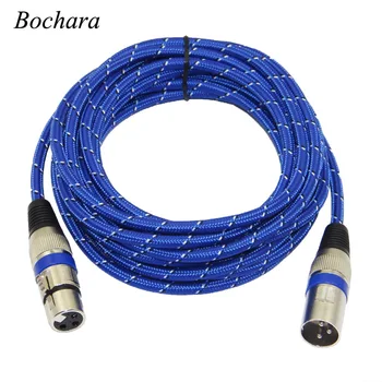 Bochara Nylon Pletená XLR Kábel mužmi a M/F 3Pin konektor Predlžovací Kábel Pre Mikrofón Zmiešavač 1 m 1,8 m 3 m 5m 10 m 15m 20 m