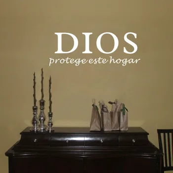 Boh Chráni Tejto Domov Španielsky Christian Citát Vinyl Na Stenu Umenie Nálepky Obývacia Izba Dekorácie