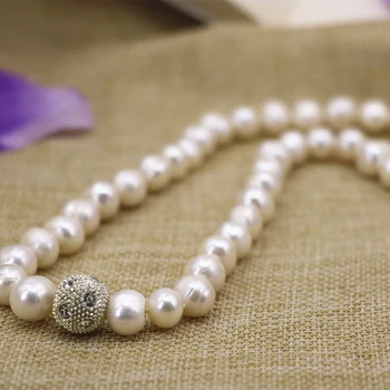 Bohemia štýl prírodná biela perla, závit korálky, 10-11 mm reťaz náhrdelník pre ženy elegantné svadby, párty darček šperky 18-palcové B3132