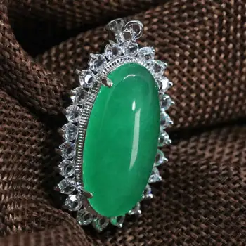 Bohemia štýl prívesok oválne zelená jadeS chalcedony drahokamu fit diy ženy náhrdelník reťazca vyhlásenie šperky 24*38mm B1866