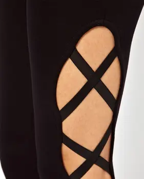 Bohocotol XXXL 2018 jar new black obväz kríž nahota sexy nohavice módne tenké časti duté žena, nohavice, doprava Zdarma