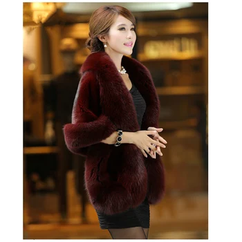 Boutique kožušiny šatkou žena jeseň zima nový High-end fashion fox kožušiny plášť kožušinový kabát bol chudý imitácia noriek vlasy kabát ODFVEBX