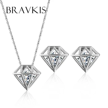 BRAVEKISS 2017 geometrické krištáľové šperky set pre ženy, ktoré stanovuje reťazca kúzlo náhrdelník stud náušnice šperky sady bijoux BUS0033