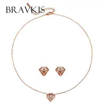 BRAVEKISS 2017 geometrické krištáľové šperky set pre ženy, ktoré stanovuje reťazca kúzlo náhrdelník stud náušnice šperky sady bijoux BUS0033
