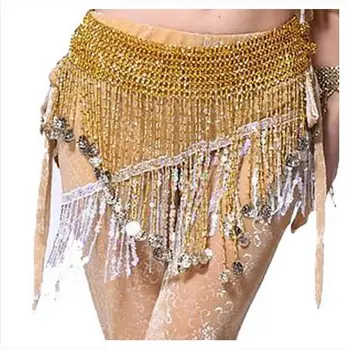 Brušný tanec kostýmy senior velvet 3rows 338 zlatých mincí, brušný tanec pásy pre ženy, brušný tanec hip šatku
