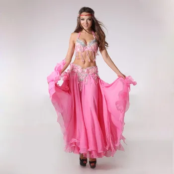 Brušný Tanec Oblečenie Orientálny Tanec Profesionálne 3-kus Oblečenie, Podprsenky, Spony & Sukne Ženy Bellydance Kostým
