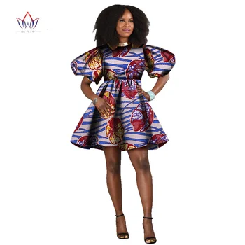 BRW 2017 Afriky Vosk Tlač Šaty pre Ženy Dashiki Letné Šaty Lístkového Rukáv Roztomilé Lady ležérne módne Oblečenie pre Ženy WY467