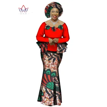 BRW 2017 Jeseň Afriky Sukne Sada Pre Ženy Dashiki 2 Ks Súpravy Afriky Šaty Elegantné Tradičné Africké Oblečenie WY1066