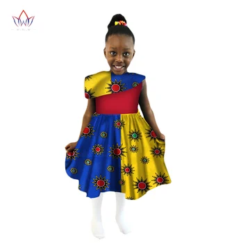 BRW 2017 Nové Letné Afrike Deti Oblečenie Dashiki Roztomilé Dievčatá Šaty Bazin Riche Sladké Afriky tradičné oblečenie WYT99