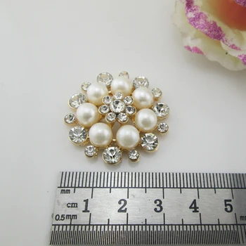 (BT196 33 mm)5 ks 10 Farieb Pearl Flatback Drahokamu Tlačidlá Diamante Crystal Vlasy Kvet Scrapbooking Príslušenstvo