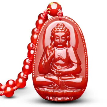 Buddha Guardian Bohov Prívesok Náhrdelník Ženy Muži Červená Onyx Vyrezávané Buddha Šťastie, Amulet Prívesok Náhrdelník Šperky