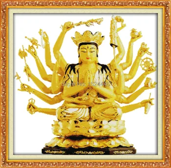 Buddha-Tisíc strane Bódhisattva maskot Dekor Počíta Tlač na plátno DMC 11CT 14CT Cross Stitch Vyšívanie Súpravy súpravy na vyšívanie