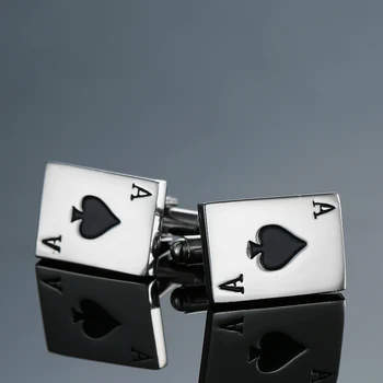 C-MAN Klasický poker manžetové gombíky piky francúzsky Svadobné Tričko manžetové gombíky, ostatné odevné doplnky