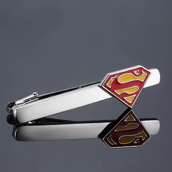 C-MAN Značky šperky, pánske Kravaty klip Superhrdinov červená žltá Superman Film Putá zatváracie špendlíky Módne doplnky, Kravaty klip&manžetové gombíky