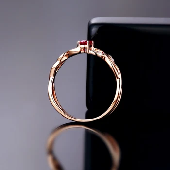 Caimao Šperky 14k Rose Gold Prírodné Red Ruby & Diamond Vintage Dizajn Zapojenie snubný Prsteň