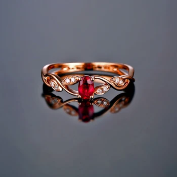 Caimao Šperky 14k Rose Gold Prírodné Red Ruby & Diamond Vintage Dizajn Zapojenie snubný Prsteň