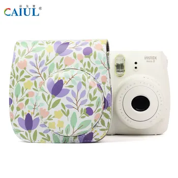CAIUL brašna S kvetmi Vzor PU Kožené Odnímateľný Ramenný Taška S popruhmi Pre Fujifilm instax mini8 mini9 Fotoaparát prípade