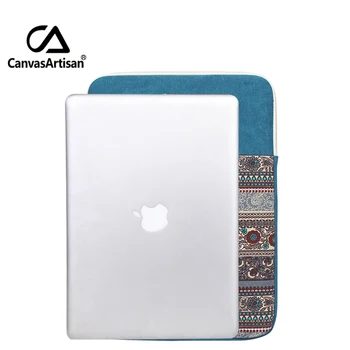 Canvasartisan kvalitné plátno, notebook taška 15 palcov Apple vzduchu rukávy multufunctional aktovky retro štýl obchodné tašky