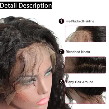 CARA 360 Čipky Čelnej Uzavretie Hlboké Vlny Brazílsky Remy Vlasy Pred Trhal Prírodné Vlasové S Baby Vlasy
