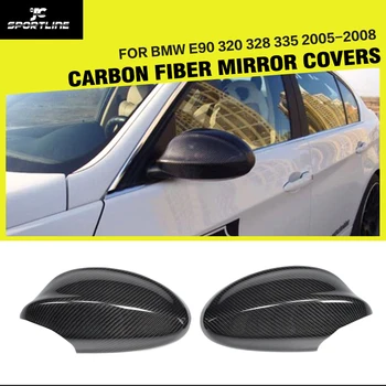 Carbon Fiber Auto Strane Recenziu Zrkadlo Čiapky Kryty Pre BMW 3Series E90 320 328 335 Non-M3 2005-2008 Nahradenie Štýl