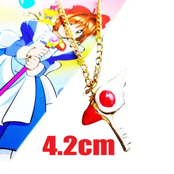 Card Captor Sakura Kinomoto Star Prútik Tlačidlo Náhrdelník Keychain