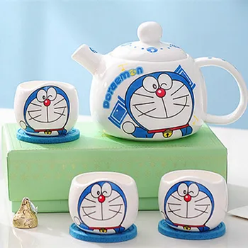 Cartoon 5 ks/set jeden hrniec štyri šálky kanvica mačka hrnčekov čaju sady japonské keramické kávu, čaj set Roztomilé Anime Pohár Hrnčeky Kanvica Nastaviť