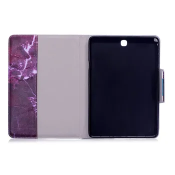 Cartoon jednorožec mramoru pu kožené Peňaženky karty stojan cover obal pre Samsung Galaxy Tab 9,7 T550 T555 prípad tabletu s perom