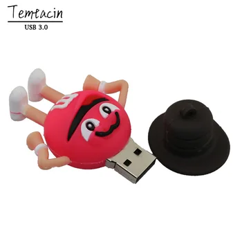 Cartoon M&M Bean Cukru Rainbow 64 GB 32 GB, 16 GB USB Flash Disk s kapacitou 8 gb 4 GB USB 2.0 Roztomilý Memory Stick Pero Jednotky Palcom Jednotku