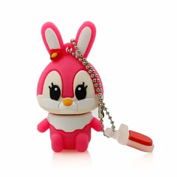 Cartoon zvieratá usb flash disk ružová králik memory stick šedá králik pero disk 4GB 8GB 16GGB 32GB 64GB pendrives u diskov darček
