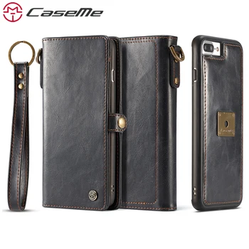 CaseMe Telefón púzdra Pre iPhone 7 7 Plus Luxusné Retro Multifunkčné Kožené Peňaženky Karty, Vrecko 2 V 1 Kryt Späť Prípade iPhone7