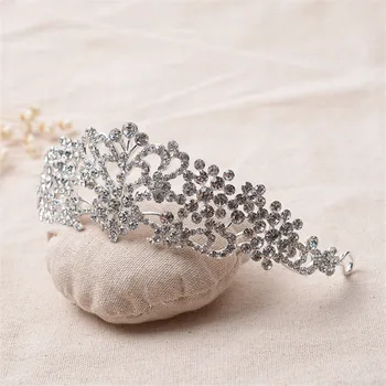 CC koruny tiaras hlavový most crystal korálky, perly vlasy príslušenstvo svadbu, pre nevestu bridemaide bieleho zlata-farebná luxusné šperky HG031