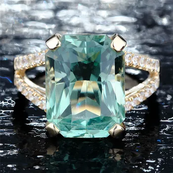 CC Luxusné Šperky Prstene Pre Ženy Zelená Námestí Kameň Cubic Zirconia Zapojenie Svadobné Svadobné Bižutériou Cincin Wanita CC1365