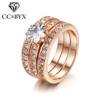 CC Šperky, Módne Šperky Prstene Pre Ženy, Luxusné Rose Gold Color Svadobné snubný Prsteň Zásnubný Príslušenstvo Bijoux CC1024