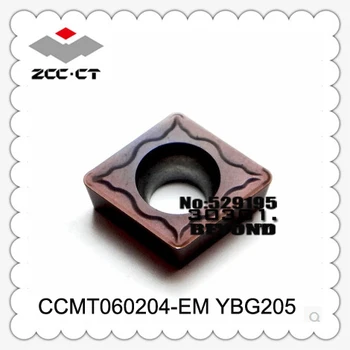 CCMT060204-EM YBG205,CCMT 060204 EM YBG205 (10pcs/box) ZCC.CT Karbid volfrámu Rezné nástroje sústruženie vložiť ZCC