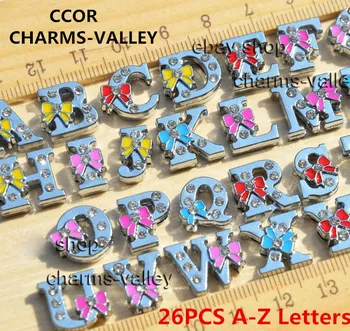 CCOR 26PCS-1300pcs 8 MM Farebné motýlik Drahokamu A-Z Listov Listov List Charms Fit DIY 8MM Náramky, Pet Obojky, Keychains