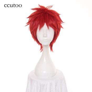 Ccutoo 30 cm Uta č Princ sama Otoya Ittoki Červené Krátke Načechraný Vrstvený Syntetické Vlasy Parochňa tepelnú Odolnosť Cosplay Parochňu
