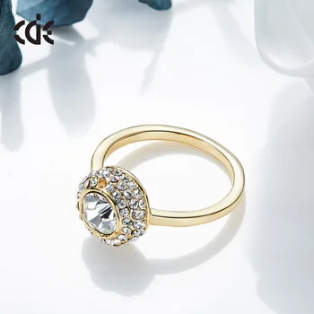 Cdyle Kryštály Od Swarovski Luxusný Prsteň Rakúskej Drahokamu Módne Romantický Výročie Zlatá Farba Angažovanosti Žien Šperky