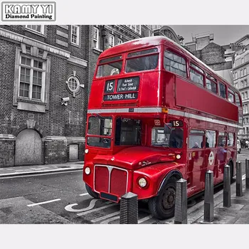 Celý Diamond 5D DIY Diamond Maľovanie Londýne Vintage Autobus Výšivky Cross Stitch Drahokamu Mozaiky Maľba Dekorácií Darček