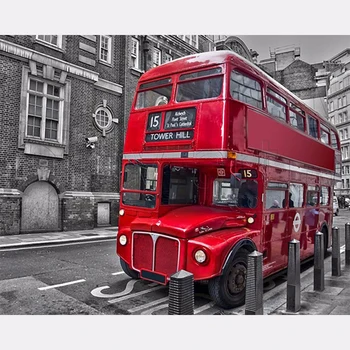 Celý Diamond 5D DIY Diamond Maľovanie Londýne Vintage Autobus Výšivky Cross Stitch Drahokamu Mozaiky Maľba Dekorácií Darček