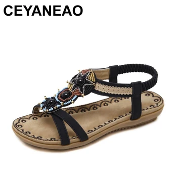CEYANEAO2018 Lete ženy sandále bohemia Mäkké dno príčinné flip flops ploché topánky Žena plus veľkosť módne sandále dámske topánky