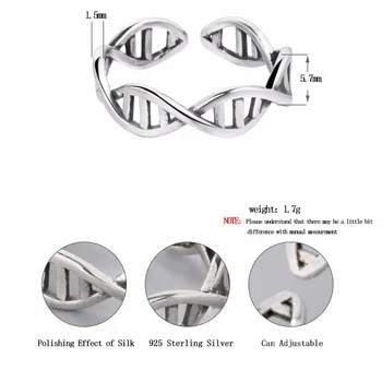 Chandler 2017 Nové strieborné Módne DNA Krúžok Pre Ženy Chémie Molekuly Prst Obklopujú Anel Midi Pinkie Prst Šperky