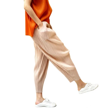 Changpleat 2018 Jar Ženy hárem nohavice Miyak Skladaný Originálny dizajn elastické pás farbou voľné Ženské Nohavice Módne Tide