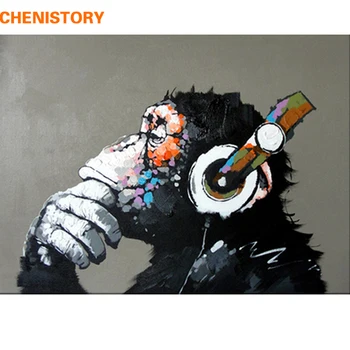 CHENISTORY Abstraktné Opice DIY Maľovanie Podľa Čísel Domov Wall Art Obraz Farba Čísla Kaligrafie Maľovanie 40x50cm umelecké Diela