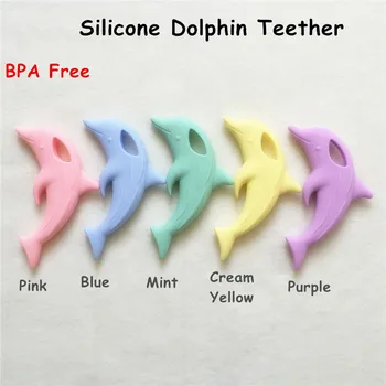 Chenkai 10PCS BPA Free Silikónové Dieťa Dolphin Teether Prívesok DIY Dieťa Cumlík Figuríny Ošetrovateľskej Náhrdelník Teether Hračka Príslušenstvo
