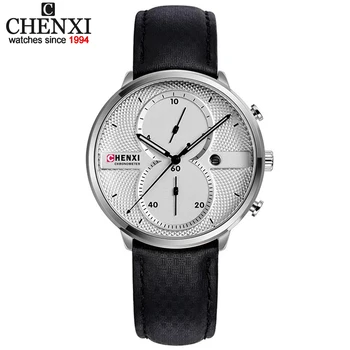 CHENXI Mužov náramkové hodinky Kožený Remienok Multifunkčné Quartz Hodinky s Dátumom Displej Muž Hodiny Top Luxusné Značky Kvality Hodiniek