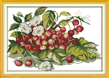 Cherry Ovocie Zásobník Domov Obrazy Súpravy 11CT Vytlačené 14CT Nastaviť DIY Európe Štýl Cross-stitch Počíta Výšivky, Výšivky